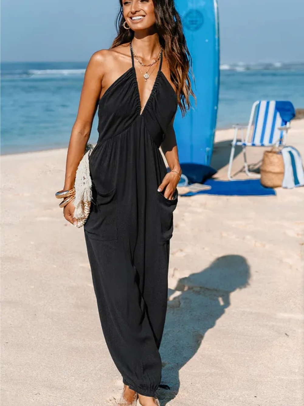 Olive Grewn Halter Jumpsuit with Pockets By Cupshe
